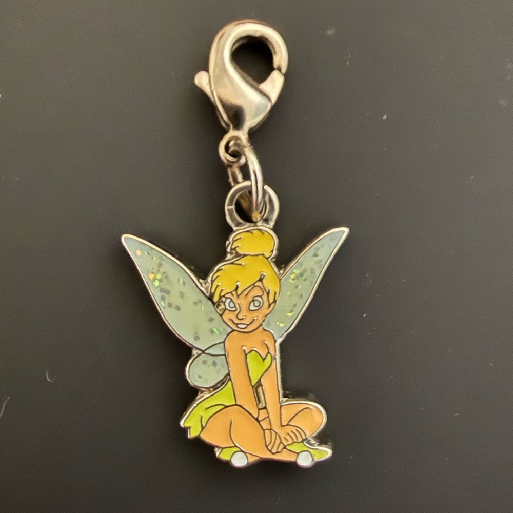 Vintage WDW Disney Parks Tinker Bell Charm Enamel Dangle Lobster Clasp Y2K
